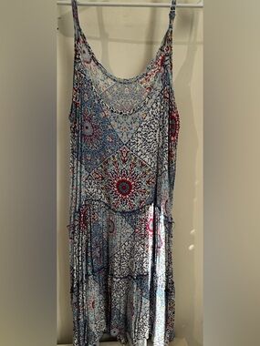 Melissa Paige Blue and Red Mosaic Maxi Dress